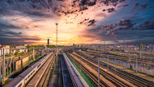 Sunset By The Train Tracks Free Stock Photo - Public Domain Pictures