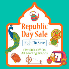 Poster - Sale Promotion Advertisement banner for 26th January, Happy Republic Day of India in vector background