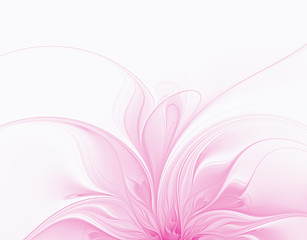 Wall Mural - Abstract fractal pink flower on a white background