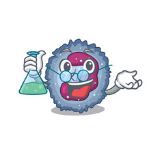 Poster - Smart Professor neutrophil cell cartoon character with glass tube