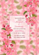 Wedding Invitation With Cherry Blossom