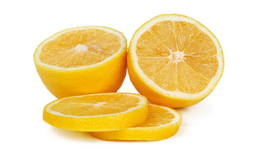 Sticker - Chopped lemon fruit isolated on white background