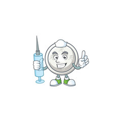 Sticker - Smiley Nurse chinese silver coin cartoon character with a syringe