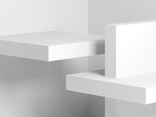 White geometric installation. 3d render illustration