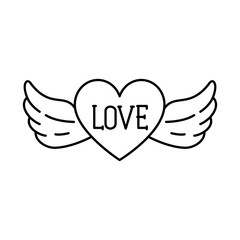 Wall Mural - heart with wings on white background vector illustration design