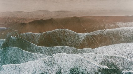 Canvas Print - Amazing shot of sea waves during heavy rain - great for a cool background or wallpaper