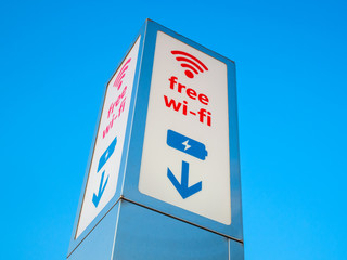 Wi-Fi distribution point against the sky