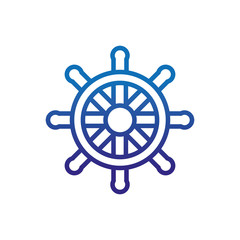 Sticker - steering wheel ship marine life thick line blue