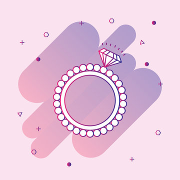 Shiny diamond ring outline icon