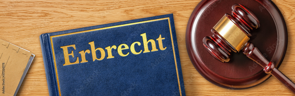 Richterhammer mit Gesetzbuch - Erbrecht - obrazy, fototapety, plakaty 