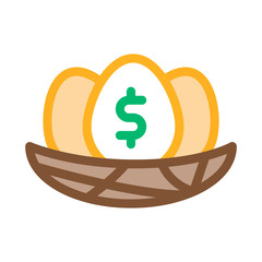 Poster - Dollar Mark Eggs Icon Vector. Outline Dollar Mark Eggs Sign. Isolated Contour Symbol Illustration