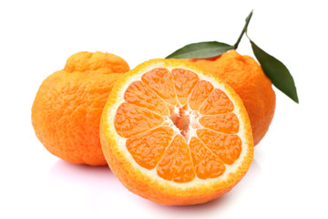 Poster - Mandarin fruit on white background