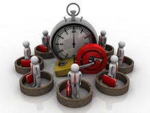 3d Illustration Copyright Symbol Concept With Lock Near Stopwatch Around Business Network