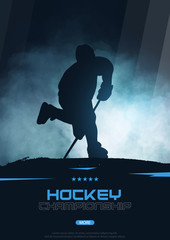 Ice Hockey poster with player and Stick.