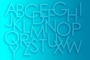 Wall Mural - Alphabet Texture Background , Letter , Font , Education Pattern , Blue