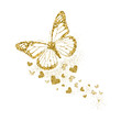 © MySunShine - Gold glittering butterfly with hearts. Beautiful golden silhouettes on white background. For Valentines day, wedding invitations, cards, branding, label, banner, concept design. Vector illustration.