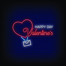 Happy Valentine's Day Neon Signs Style Text Vector