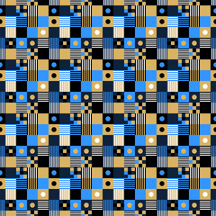 Fototapete - Pixel Seamless pattern. Vector background, design, modern square with dot or circle inside. Pixel seamless pattern with colorful elements