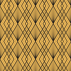 Poster - Art Deco vector semless pattern. Vintage decorative gold geometric background texture for wallpaper, print, poster, card and etc. Simple 1920 art deco background. Linear shapes