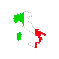 Wall Mural - italy map vector with flag, isolated on white background. black map template, flat earth. simplified