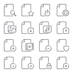 Fototapete - file and docs related line icons. document ector linear icon set.
