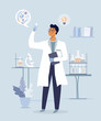 © Colorlife - Scientist in lab. Science experiment in  medical laboratory. Vector illustration