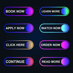 Fototapete - Set of modern material style buttons for website, mobile app and infographic template Different gradient colors illustration graphic and web design.