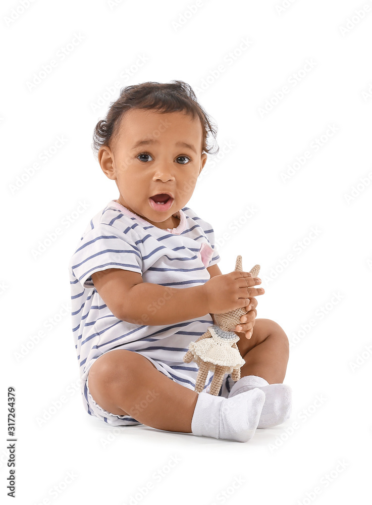 Cute African-American baby isolated on white