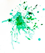 Watercolor Abstract Background With Green Splashes