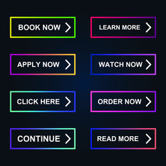 Fototapete - Set of modern material style buttons for website, mobile app and infographic template Different gradient colors illustration graphic and web design.