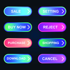 Aufkleber - Set of modern material style buttons for website, mobile app and infographic template Different gradient colors illustration graphic and web design.