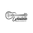 Simple minimalist typography ukulele music logo design. Vector graphic ukulele. Ukelele logo design.