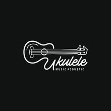 Simple Minimalist Typography Ukulele Music Logo Design. Vector Graphic Ukulele. Ukelele Logo Design.