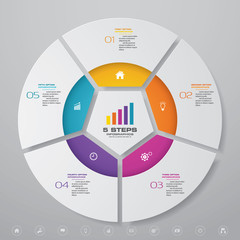 Wall Mural - 5 steps cycle chart infographics elements for data presentation. EPS 10.