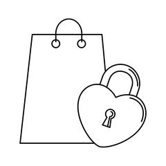 Canvas Print - silhouette of shopping bag with padlock