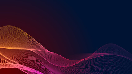 Canvas Print - dot red purple wave line light gradient dark background. abstract technology big data digital backgr