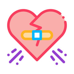 Poster - Glued Heart Icon Vector. Outline Glued Heart Sign. Isolated Contour Symbol Illustration