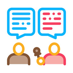 Poster - Interview Discuss Icon Vector. Outline Interview Discuss Sign. Isolated Contour Symbol Illustration