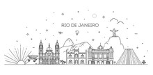 Rio De Janeiro Detailed Skyline. Travel And Tourism Background