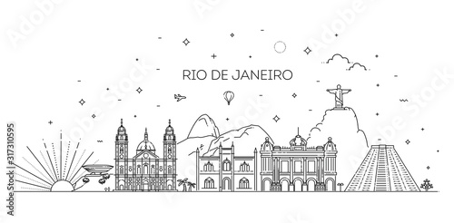 Rio de Janeiro detailed Skyline. Travel and tourism background Canvas Print