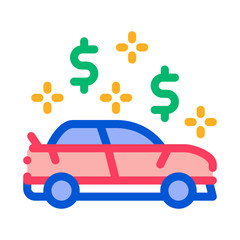 Poster - Car Dollar Mark Icon Vector. Outline Car Dollar Mark Sign. Isolated Contour Symbol Illustration