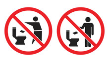 No Toilet Littering Sign, Do Not Throw Paper Towels In Toilet Icons