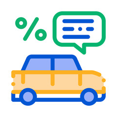 Sticker - Car Percent Quote Icon Vector. Outline Car Percent Quote Sign. Isolated Contour Symbol Illustration