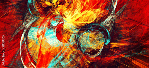 Bright dynamic background. Abstract painting texture in summer color. Modern ...
