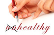 Health concept. Hand is writing word health.