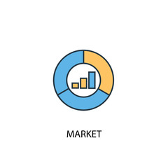 market concept 2 colored line icon. Simple yellow and blue element illustration. market concept outline symbol design