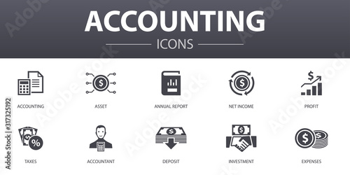 Cuadros en Lienzo Accounting simple concept icons set