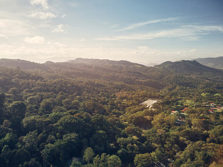 Poster - Eco farm on sunset light