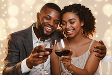 Portrait Of Beautiful Happy African Couple Celebrating St. Valentine's Day