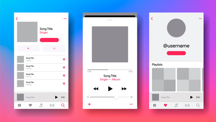 Wall Mural - social media network inspired by apple music. mobile app interface. subscription music player. profi